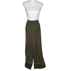Naked Wardrobe Olive Green Long Skirt with Side Slit Medium Maxi